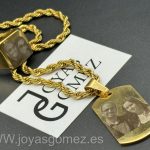 Colgante PLACA 36*22mm+cordón 4*60cm+sello- foto grabación personalizada láser, acero 316L chapado oro 18k