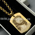 Colgante PLACA 36*22mm+cadena rolo 4*60cm- foto grabación personalizada láser, acero 316L chapado oro 18k