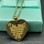 Gargantilla corazón láser,acero 316L chapado oro 18k