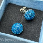 Pendientes en plata de ley y Cristal. Sapphire