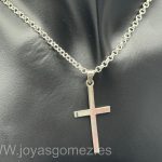 Cadena rolo 3mm*50cm-cruz lisa ,plata de ley