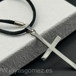 Cordón seda 45cm+Cruz lisa -plata de ley