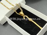 Cadena 3*60cm+ Colgante bastón mediano,acero 316L chapado oro 18k