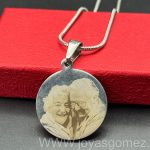 Medalla 25mm+cadena 3*50cm- foto grabación personalizada laser, acero 316L-OFERTA*