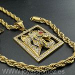 Cordón-pulsera 6 mm -Colgante tigre circonitas -circonitas,acero 316L chapado oro 18k