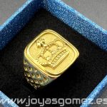 Sello corona, tallas 16-18-20-24-26-28- acero 316L chapado oro 18k