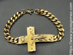 Pulsera cristo10mm *22cm- acero 316 l chapado oro 18k