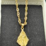 Cadena 3 mm*50cm+virgen del Carmen ,acero 316L chapado oro 18k-