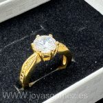 Solitario mujer tallas 20-22, acero 316 L chapado oro 18k
