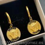 Aritos greca medusa-acero 316L, chapado oro 18k