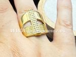 Anillo lanzadera circonitas,numero 16, acero 316L chapado oro 18k - Imagen 2