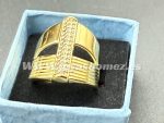 Anillo lanzadera circonitas,numero 16, acero 316L chapado oro 18k