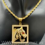 Colgante tigre circonitas +cordón 4*50cm- acero 316 L chapado oro 18k