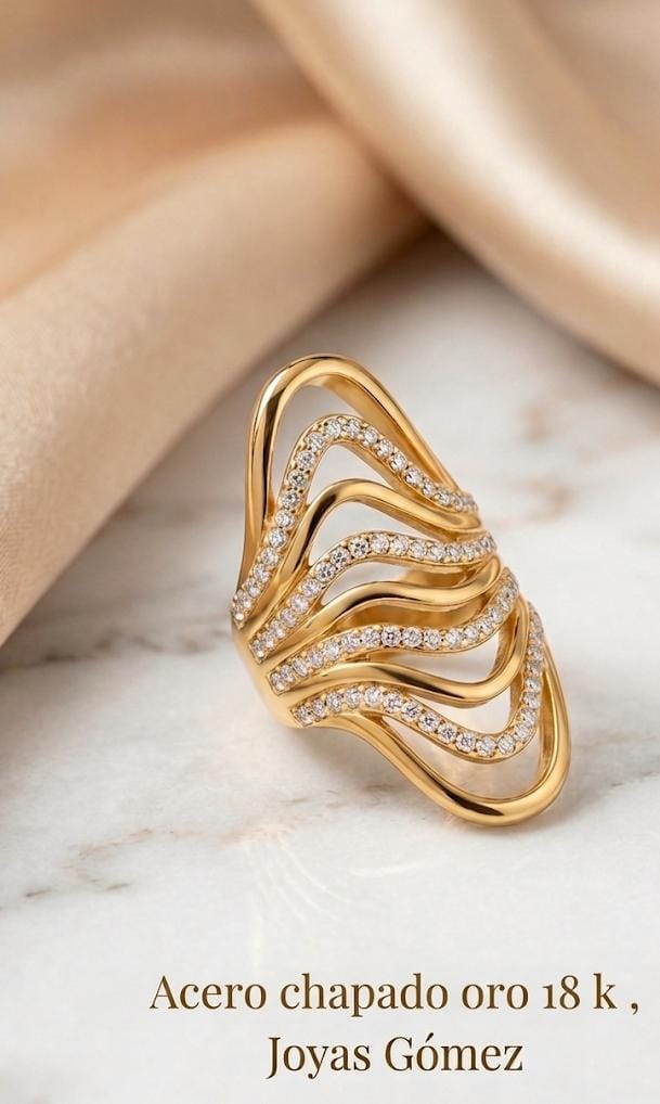 WhatsApp Image 2026-08-06 at 09.48.42 Anillo mujer lanzadera circonitas, tallas 16-18 acero 316L chapado oro 18k-liquidación- - Imagen 1