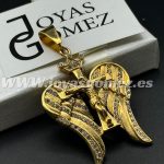Colgante alas con cristo circonitas acero 316L chapado oro 18k