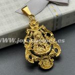 Medalla cerco virgen del Rocío grande , acero 316L chapado oro 18k