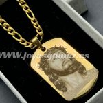Colgante PLACA 36*22mm+cadena 3*60cm- foto grabación personalizada láser, acero 316L chapado oro 18k