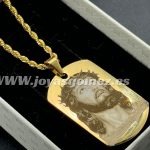 Colgante PLACA 36*22mm+cordón 2*60cm- foto grabación personalizada láser, acero 316L chapado oro 18k