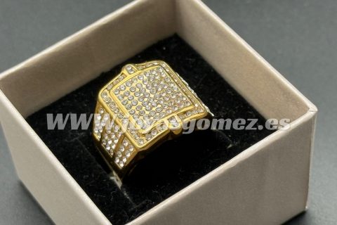 Sello circonitas, tallas 20-22, acero 316 L chapado oro 18k