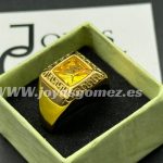 Sello greca piedra ámbar, tallas 20-22-24-26-28-30, acero 316L chapado oro18k