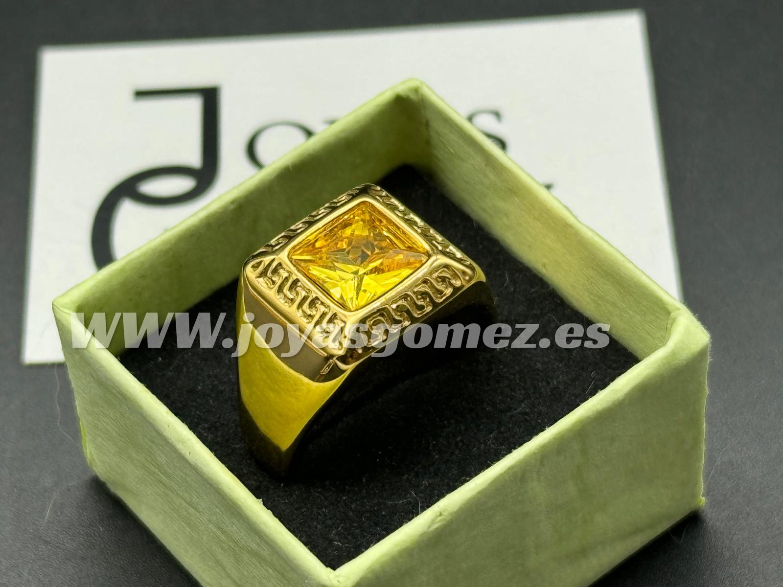 WhatsApp Image 2024-07-31 at 11.14.17 (1) Sello greca piedra ámbar, tallas 20-22-24-26-28-30, acero 316L chapado oro18k - Imagen 1