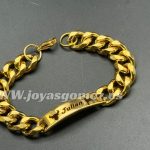 Esclava toro-caballo, acero 316L Chapado oro 18k.  21x10 MM- grabado láser