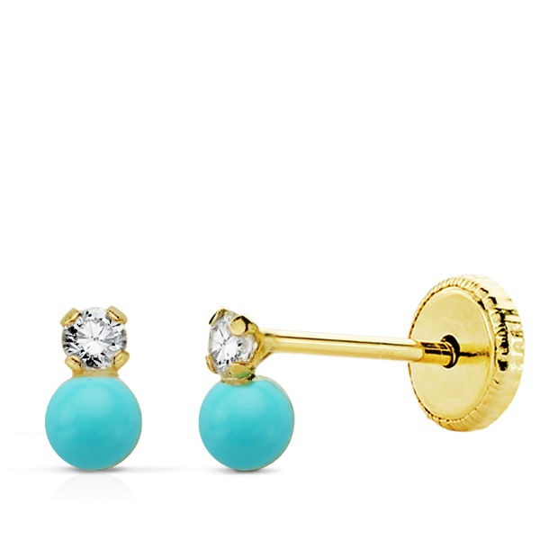 8f976b3e-9ec4-4df4-914a-b2432fff421e 18K PENDIENTES ORO TURQUESA CIRCONITA 6X4 MM - Imagen 1