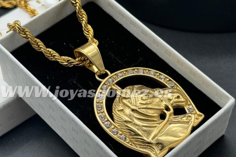 Colgante herradura +cordón 4mm*60cm ,acero 316L chapado oro 18k