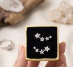 Pendientes trepadores estrellas circonitas, plata de ley rodiada