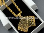 Cordón 4*60 cm-Colgante baraja, acero 316L chapado oro 18k