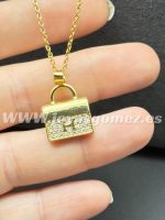 Gargantilla bolso de lujo con circonitas cúbicas ,acero 316L chapado oro 18k - Imagen 2