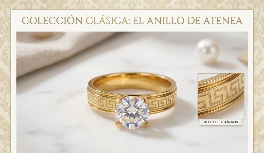 WhatsApp Image 2026-08-06 at 09.53.53 Solitario greca mujer talla 20, acero 316 L chapado oro 18k - Imagen 1
