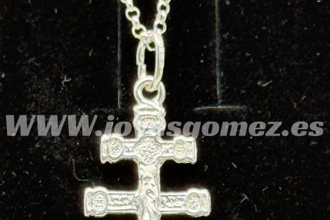 Colgante cruz Caravaca 27*14 mm+Cadena 45cm, plata de ley