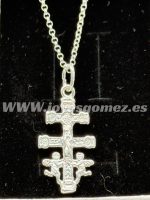 Colgante cruz Caravaca 27*14 mm+Cadena 45cm, plata de ley