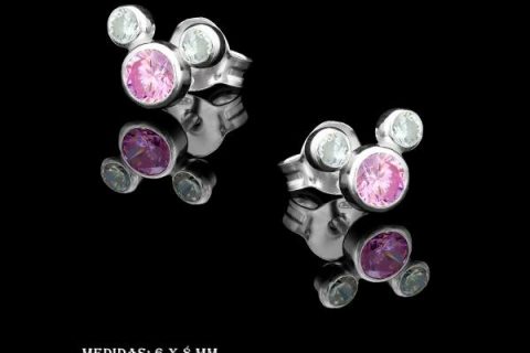 PENDIENTES  CIRCONITAS MICKEY, plata de ley