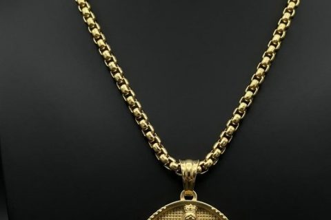 Cadena 3 mm*60cm+ medalla virgen del Carmen ,acero 316L chapado oro 18k-
