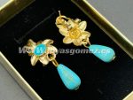 Pendientes corales turquesas 3.5cm, acero 316L chapado oro 18k - Imagen 2