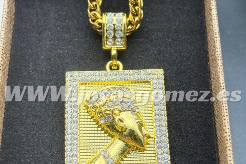 Cadena 6*65cm(medida especial largo)+Colgante egipcio circonitas ,acero 316L chapado oro 18k