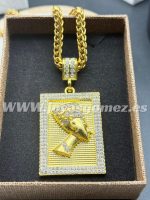 Cadena 6*65cm(medida especial largo)+Colgante egipcio circonitas ,acero 316L chapado oro 18k