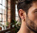 Pendientes matizados 10mm, acero 316L chapado oro 18k - Imagen 2