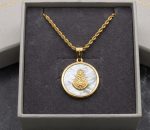 Cordón 2*60cm + medalla virgen del Rocío nácar , acero 316L chapado oro 18k