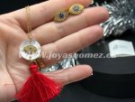 Conjunto ojo turco , acero 316 L chapado oro 18k-LIQUIDACION- - Imagen 2