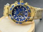 Reloj esfera azul, acero 316L chapado oro 18k