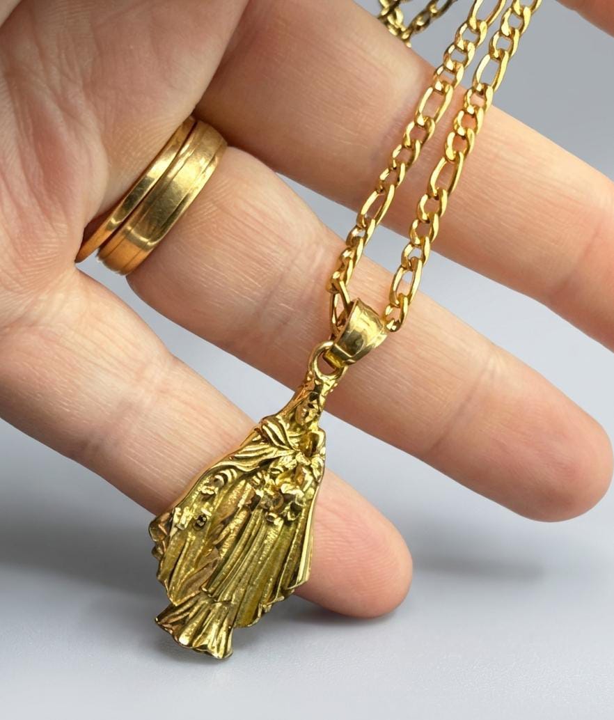 WhatsApp Image 2026-08-10 at 15.10.58 Cadena 3 mm*50cm+virgen del Carmen ,acero 316L chapado oro 18k- - Imagen 1