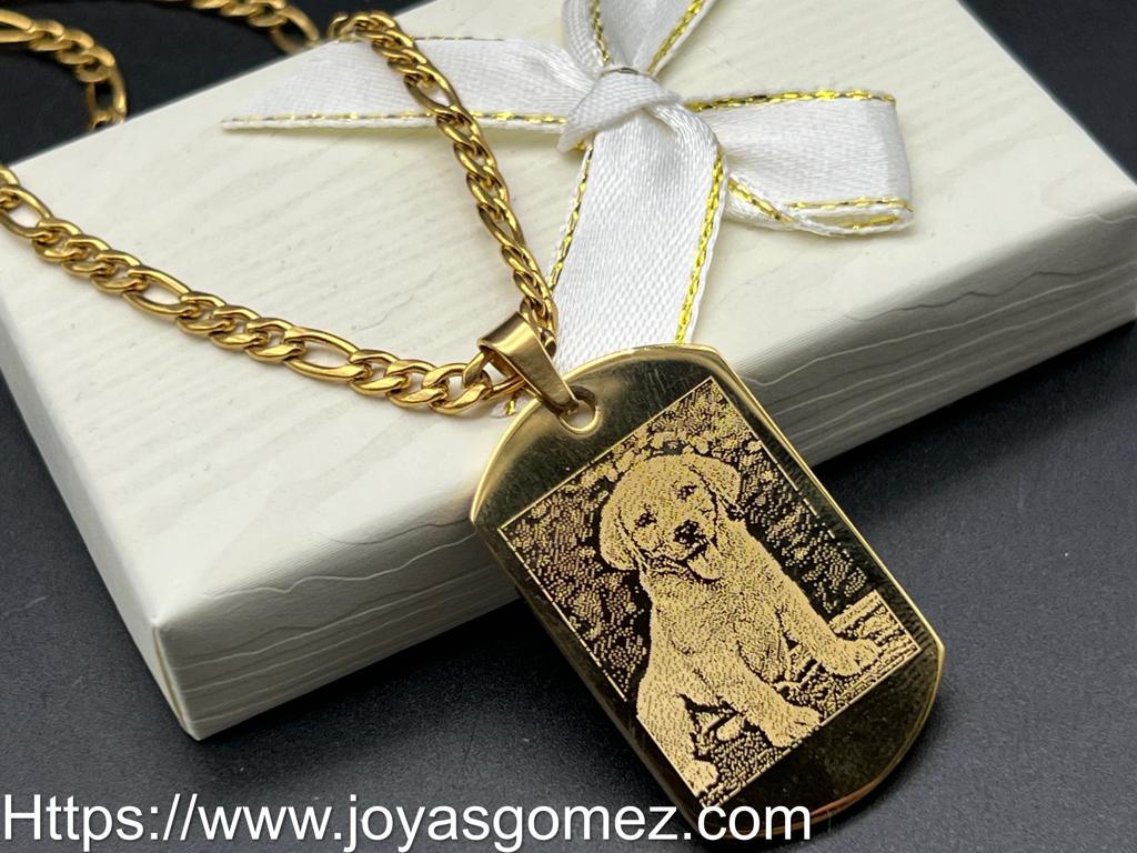 WhatsApp Image 2023-07-08 at 10.29.46 (10) Colgante PLACA 36*22mm+cadena 4*60cm- foto grabación personalizada diamante, acero 316L chapado oro 18k - Imagen 1