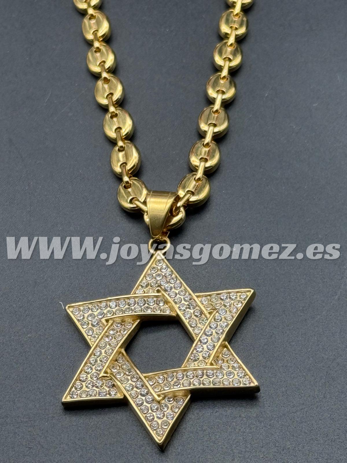 WhatsApp Image 2024-12-06 at 17.40.57.jpeg., Cadena café 6mm*60cm- colgante estrella de David con circonitas, acero 316 L chapado oro 18k - Imagen 1