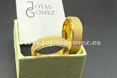 Alianza matizada 6mm ,acero 316L chapado oro 18k, tallas 16-18-20-22-24-26