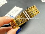 Pulsera rígida greca con circonitas ,acero 316 L chapado oro 18k - Imagen 2