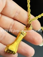 Colgante puño -cordón 4*60cm, acero 316 L chapado oro 18k - Imagen 2