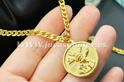 Cadena 4*60cm + medalla Nuestro Señor Cautivo , acero 316L chapado oro 18k